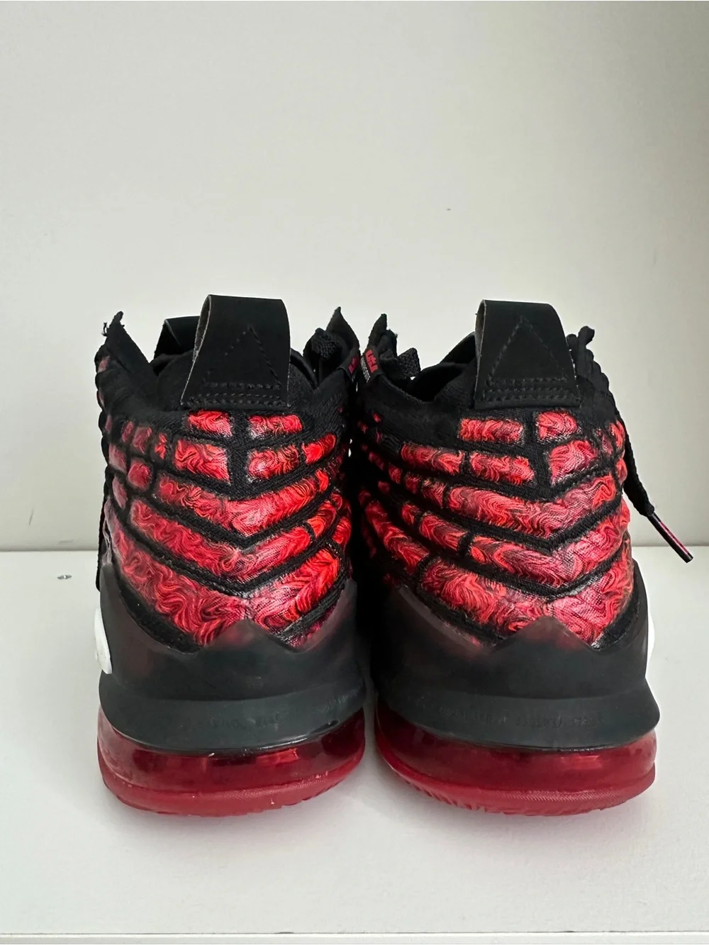 Nike Kids Black and Red Knit Basketball Sneakers LeBron XVII